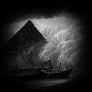 Artwork: A Gust of Wind #5, showing a Pyramid in a sand storm